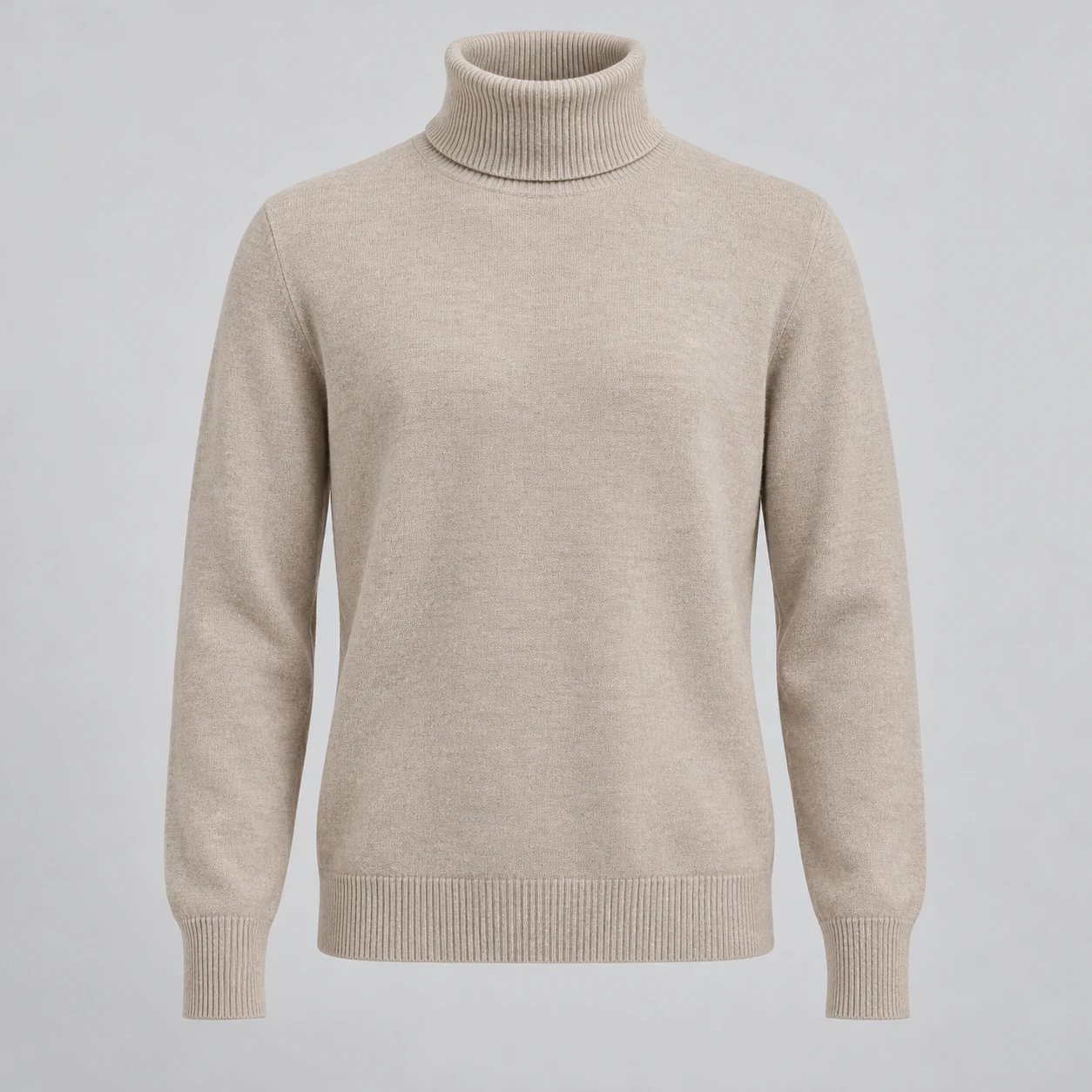 Cove Merino-Blend Turtleneck in Oat, front view
