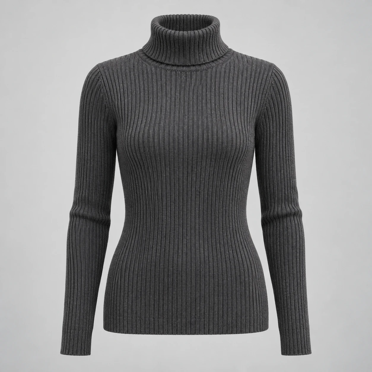 Fjord Rib Turtleneck in Graphite, front view