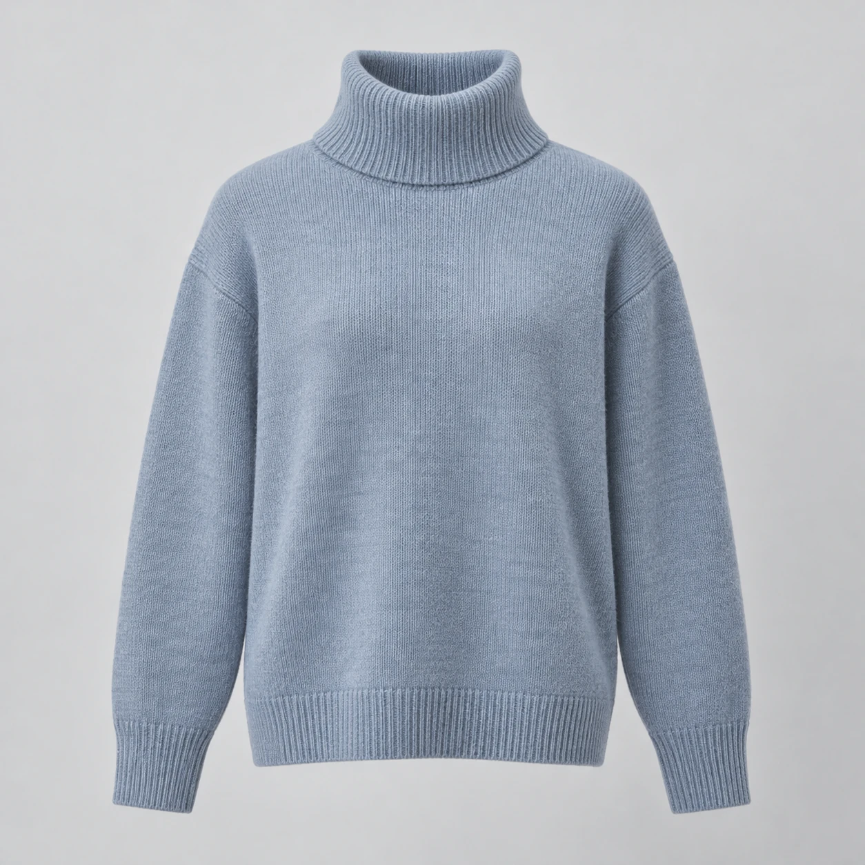 Haze Brushed Turtleneck in Fog Blue, front view