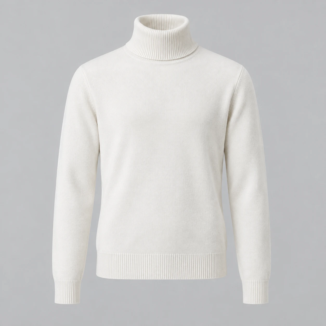 Still Fine-Knit Turtleneck in Chalk, front view